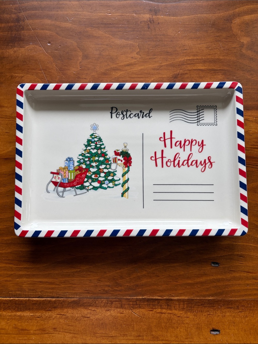 Temp-tations Happy Holidays Postcard Platter